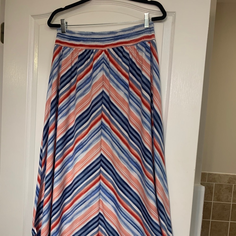Long red white and blue skirt